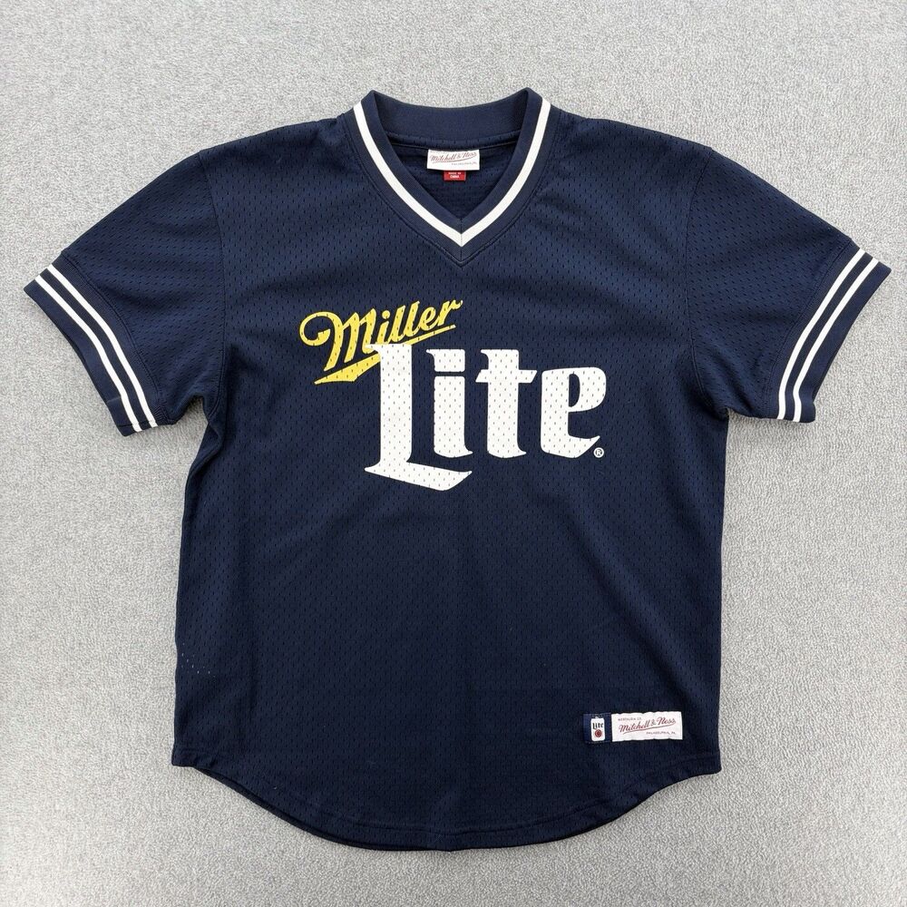 Miller Lite Miller Time #75 Baseball Jersey Mitchell & Ness Mesh Men's Medium